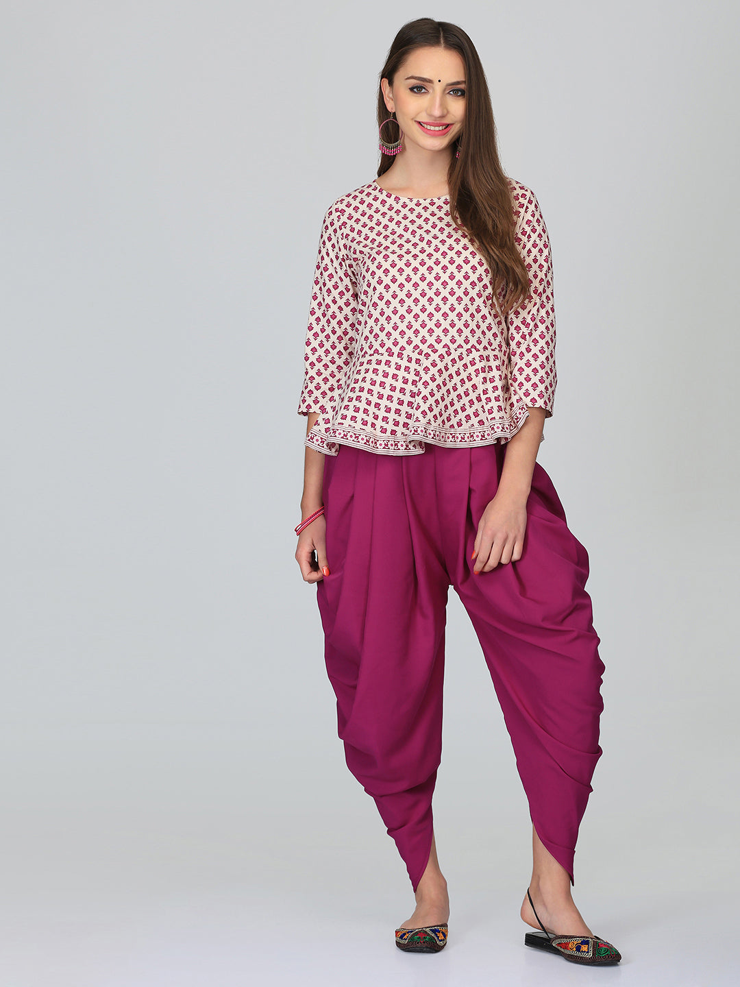 Abhishti Sanganeri Booti Peplum Top