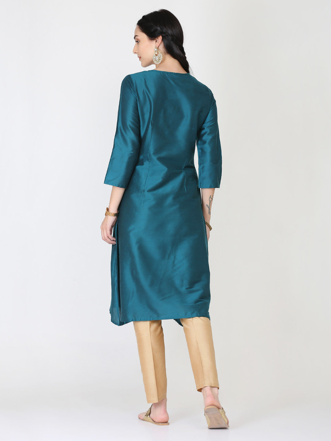 Abhishti Banarasi Cotton silk Side Placket A line Kurta