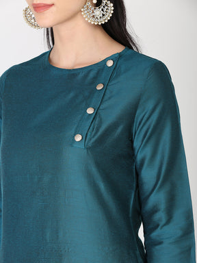 Abhishti Banarasi Cotton silk Side Placket A line Kurta