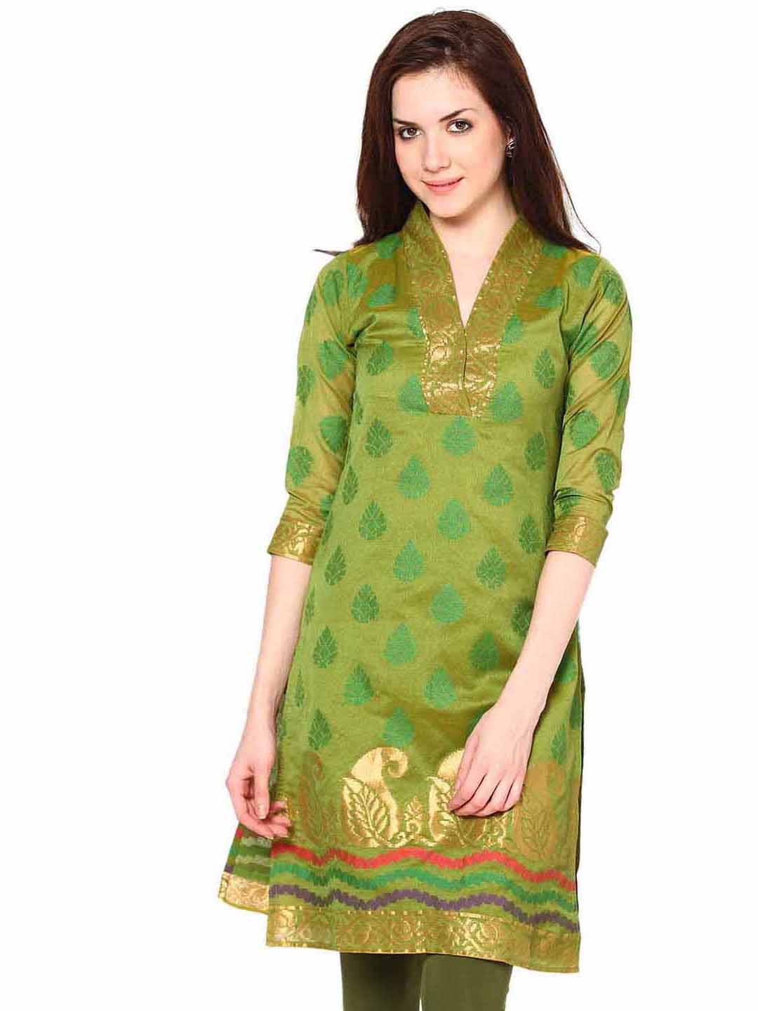 Abhishti Banarasi chandheri kurta with zari detail
