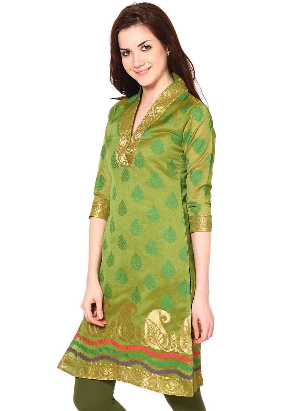 Abhishti Banarasi chandheri kurta with zari detail