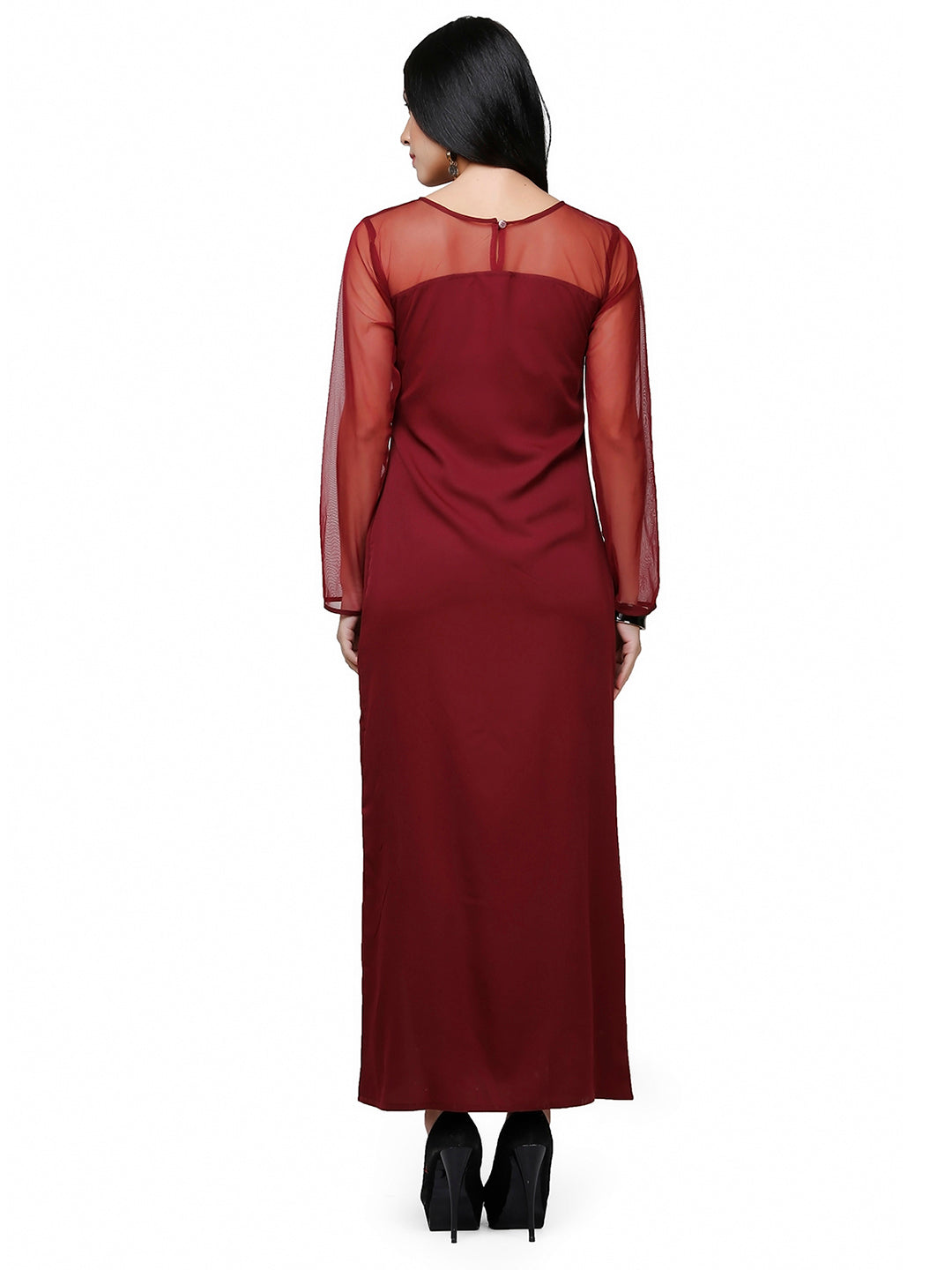 Abhishti Crepe side slit kurta with net yoke