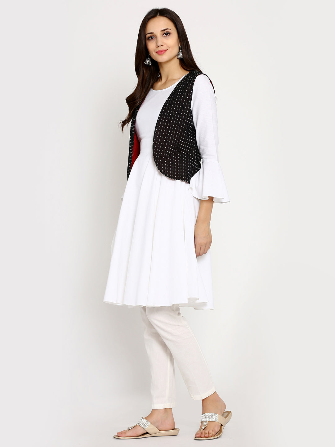 Abhishti Cotton linen anarkali with jacket