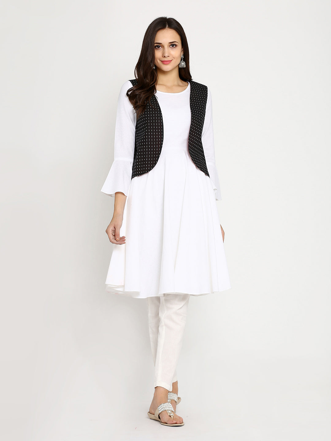 Abhishti Cotton linen anarkali with jacket