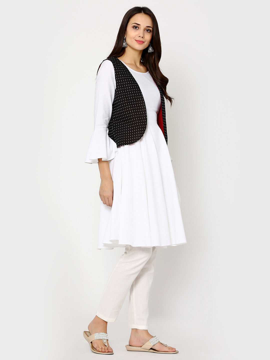 Abhishti Cotton linen anarkali with jacket