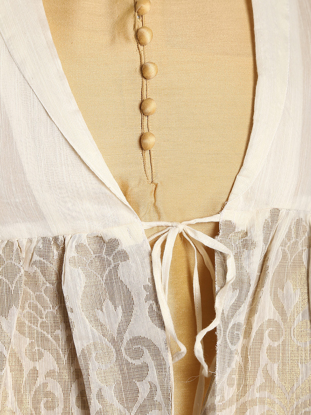 Taupe Cotton Peplum Jacket With Top