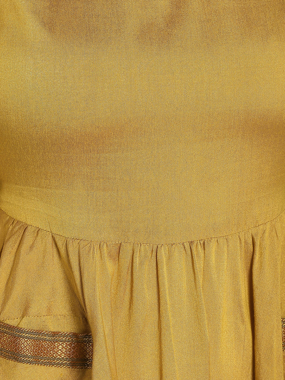 Golden Mangalgiri Flared Dress With Pockets