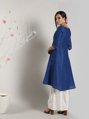 Abhishti Cotton Silk Kurta with Bandhani Lace