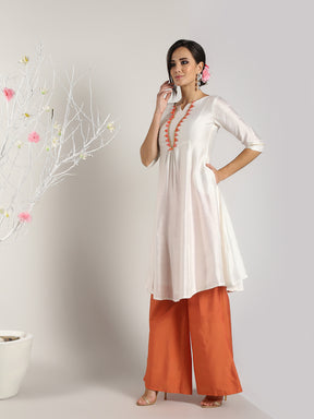 Abhishti Cotton Silk Kurta with Bandhani Lace