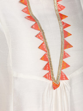Abhishti Cotton Silk Kurta with Bandhani Lace