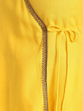 Abhishti Cotton Slub Angrakha Kurta with Lace detail
