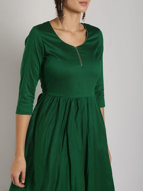 Abhishti Cotton Silk High Side slit Kurta with lace detail