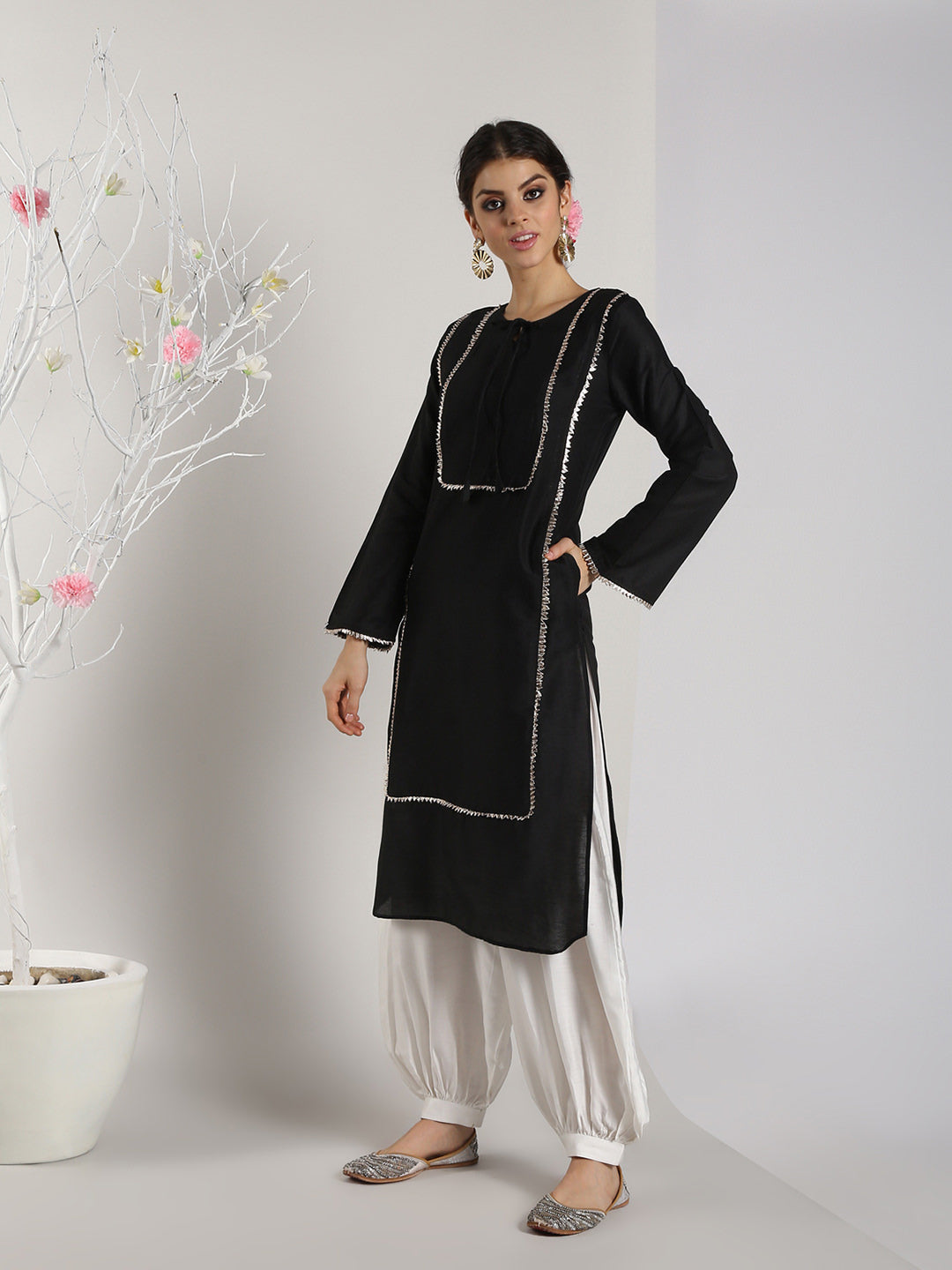 Black Banarasi Pathani Kurta