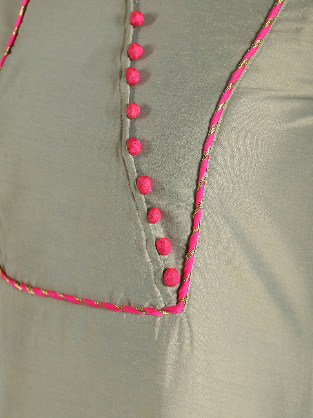 Abhishti Cotton Silk A-Line Kurta with Leheriya Lace Detail