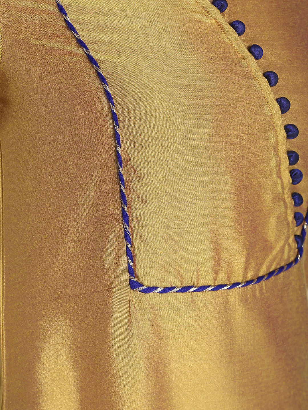 Abhishti Cotton Silk A-Line Kurta with Leheriya Lace Detail