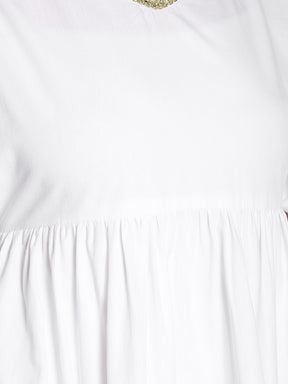 White Cotton Kimono Sleeves Tunic