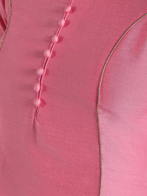 Pink Banarasi kalidar Kurta