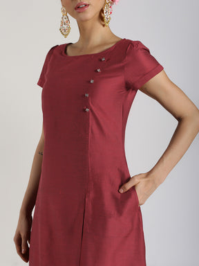 Abhishti Cotton Silk Angrakha Layered Asymmetric Kurta