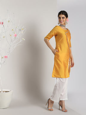 Abhishti Cotton Silk Abstract Lace Panelled Kurta