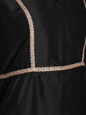 Abhishti Cotton Silk Lapel Collar kurta with Front High Slit