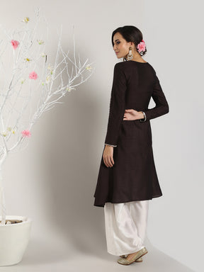 Abhishti Cotton Silk Lace Lined Angrakha Layered Kurta