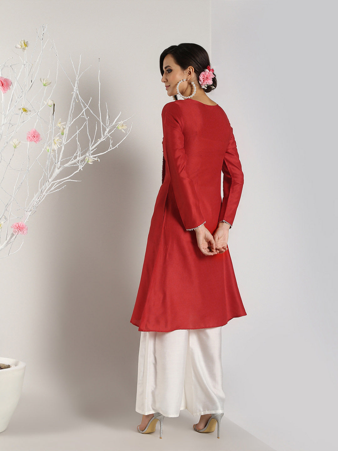 Abhishti Cotton Silk Lace Lined Angrakha Layered Kurta