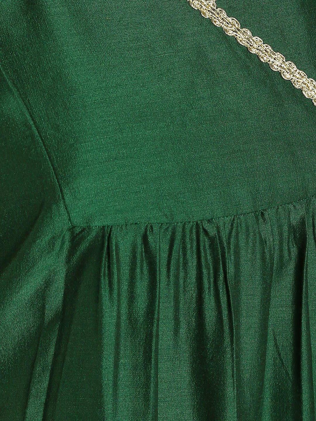 Green Banarasi Sleeveless Flared Kurta