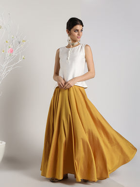 Abhishti Cotton Silk Sleeveless Top with Polti Button Detail