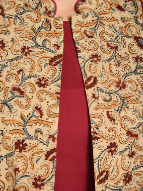 Abhishti Cotton Linen Tunic Paired with kalamkari Jacket