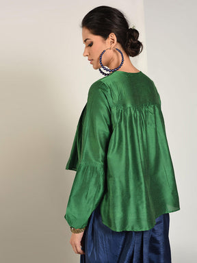 Abhishti Cotton Silk Asymmetric Bohemian top