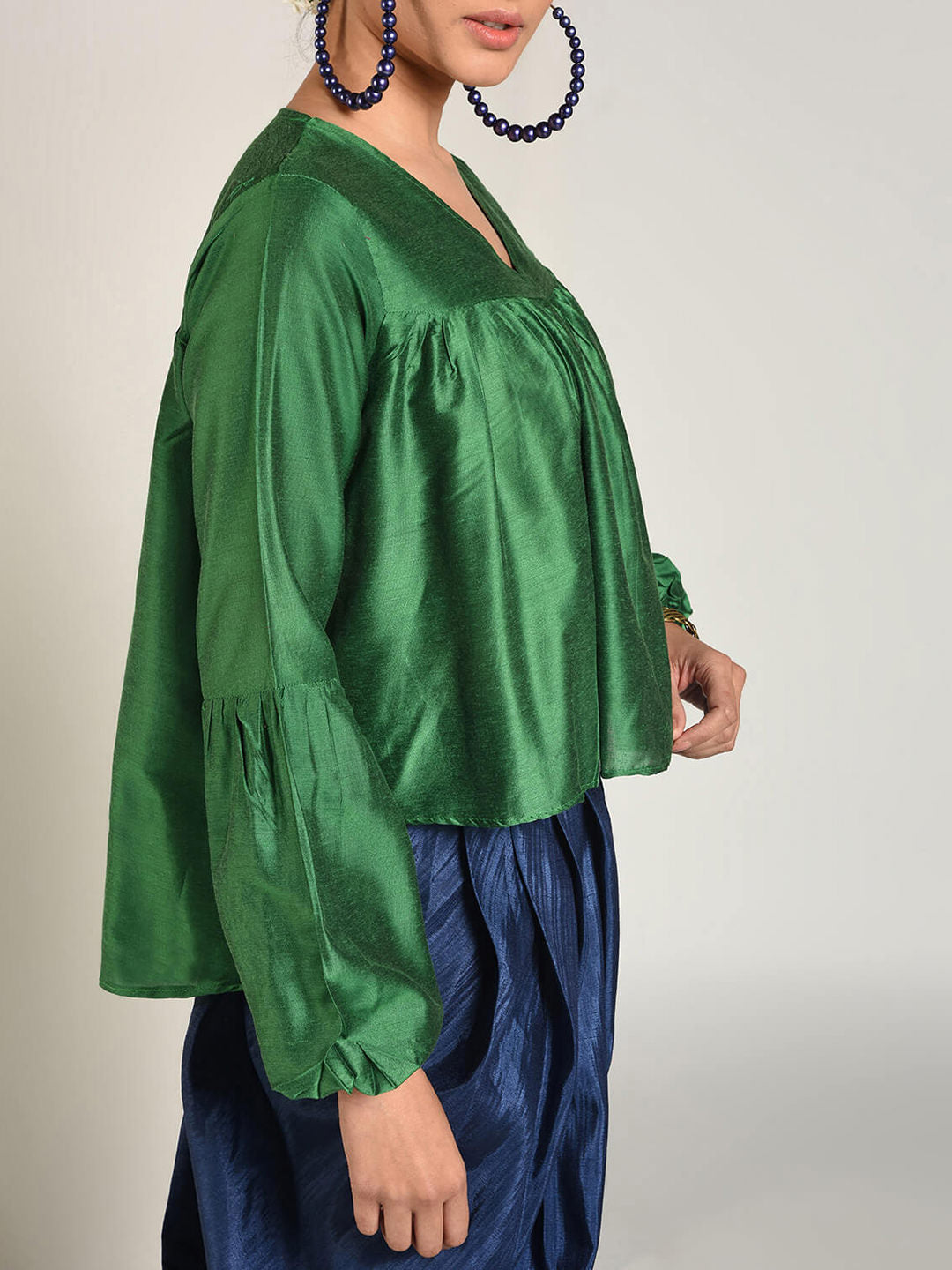 Abhishti Cotton Silk Asymmetric Bohemian top