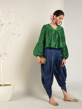 Abhishti Cotton Silk Asymmetric Bohemian top