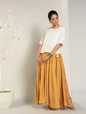 Abhishti Cotton Silk Flared top with Dori Tie up Detail