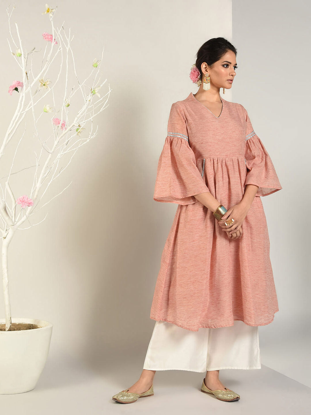 Abhishti Cotton Baswada Flared Pastel Kurta