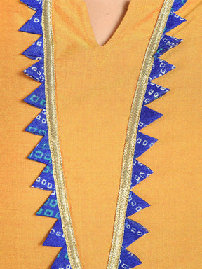 Abhishti Cotton Silk Kurta with Bandhani Lace