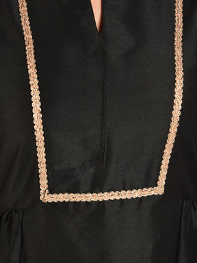 Abhishti Cotton Silk Long Yoke Detail kurta with Side panels