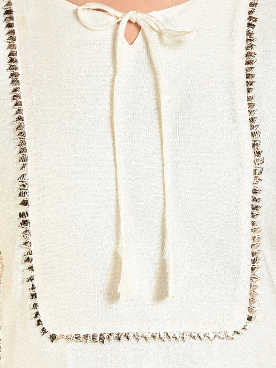Off-White Banarasi Panelled Kurta