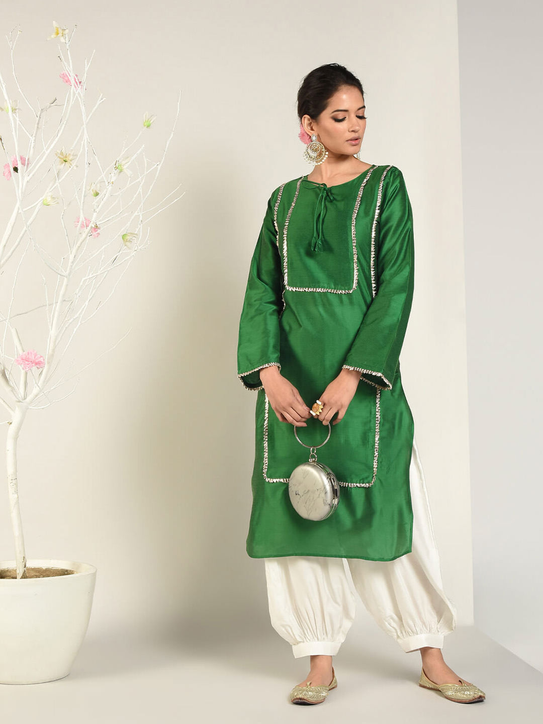 Green Banarasi Pathani Kurta