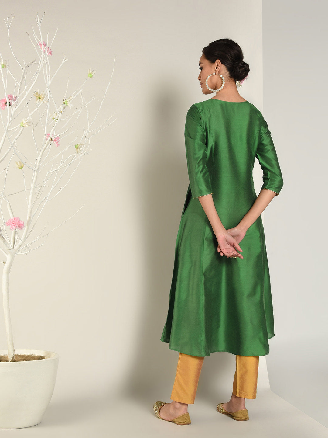 Abhishti Cotton Silk Kalidar Princess cut flared kurta