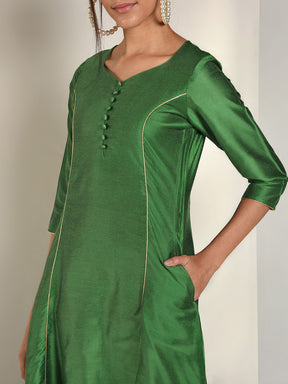Abhishti Cotton Silk Kalidar Princess cut flared kurta