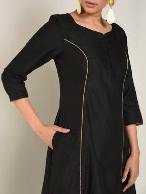 Abhishti Cotton Silk Kalidar Princess cut flared kurta