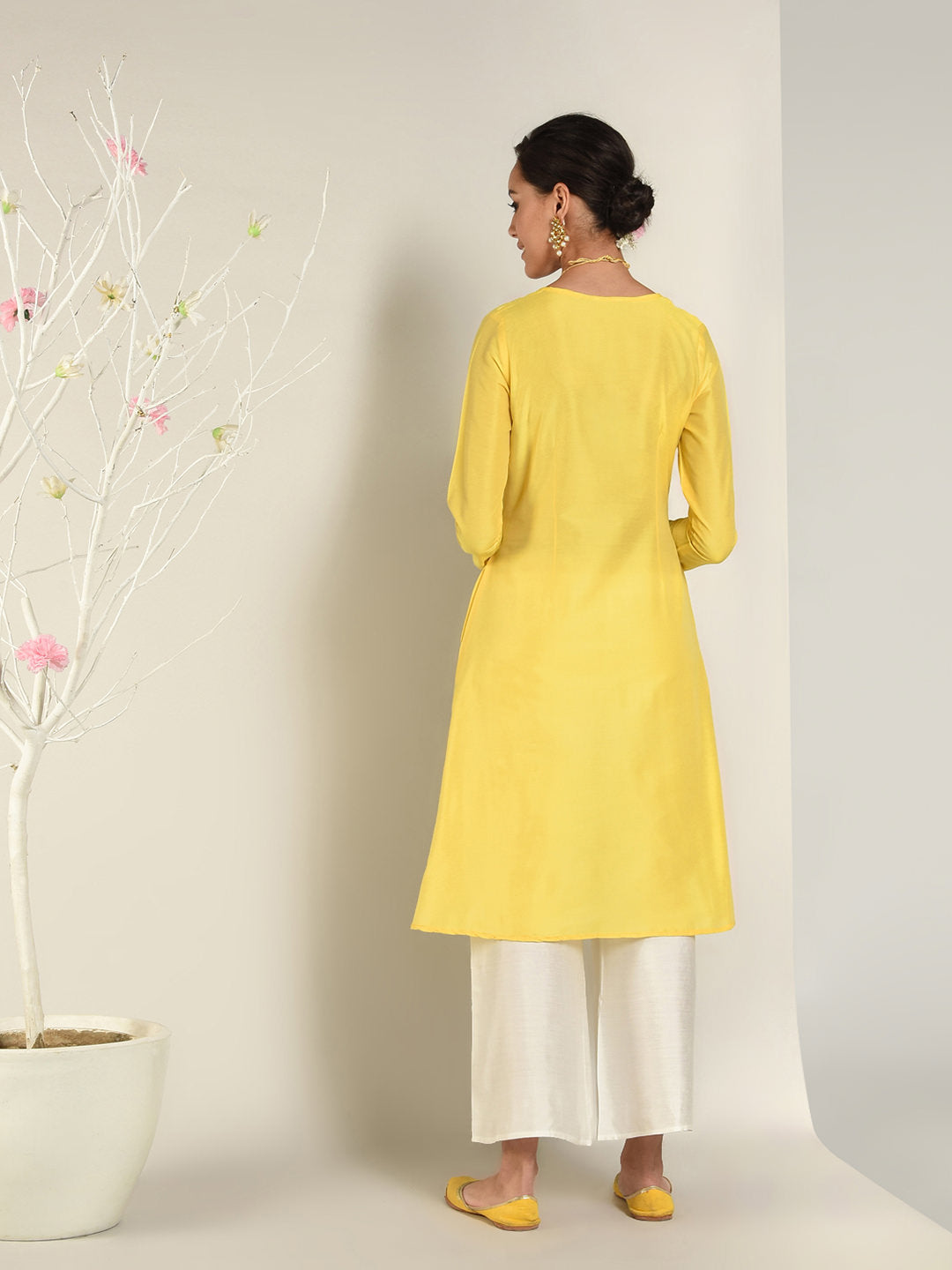Abhishti Cotton Silk Lace Lined Angrakha Layered Kurta