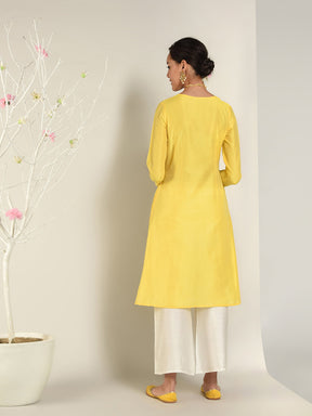 Abhishti Cotton Silk Lace Lined Angrakha Layered Kurta