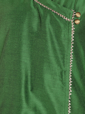 Abhishti Cotton Silk Lace Lined Angrakha Layered Kurta