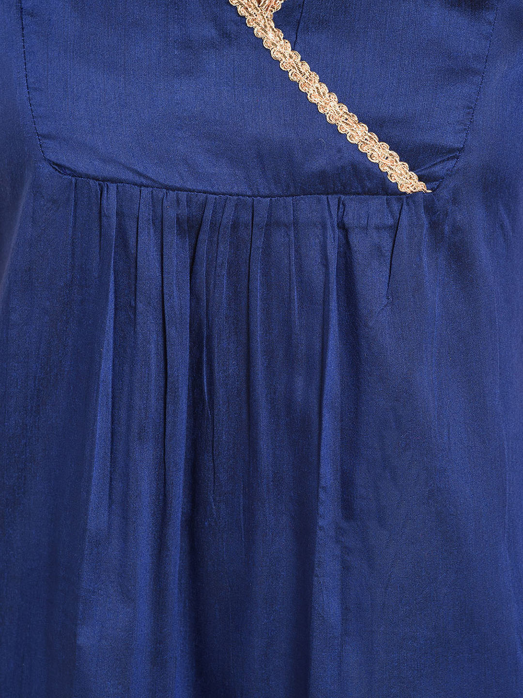 Royal Blue Banarasi Sleeveless Flared Kurta