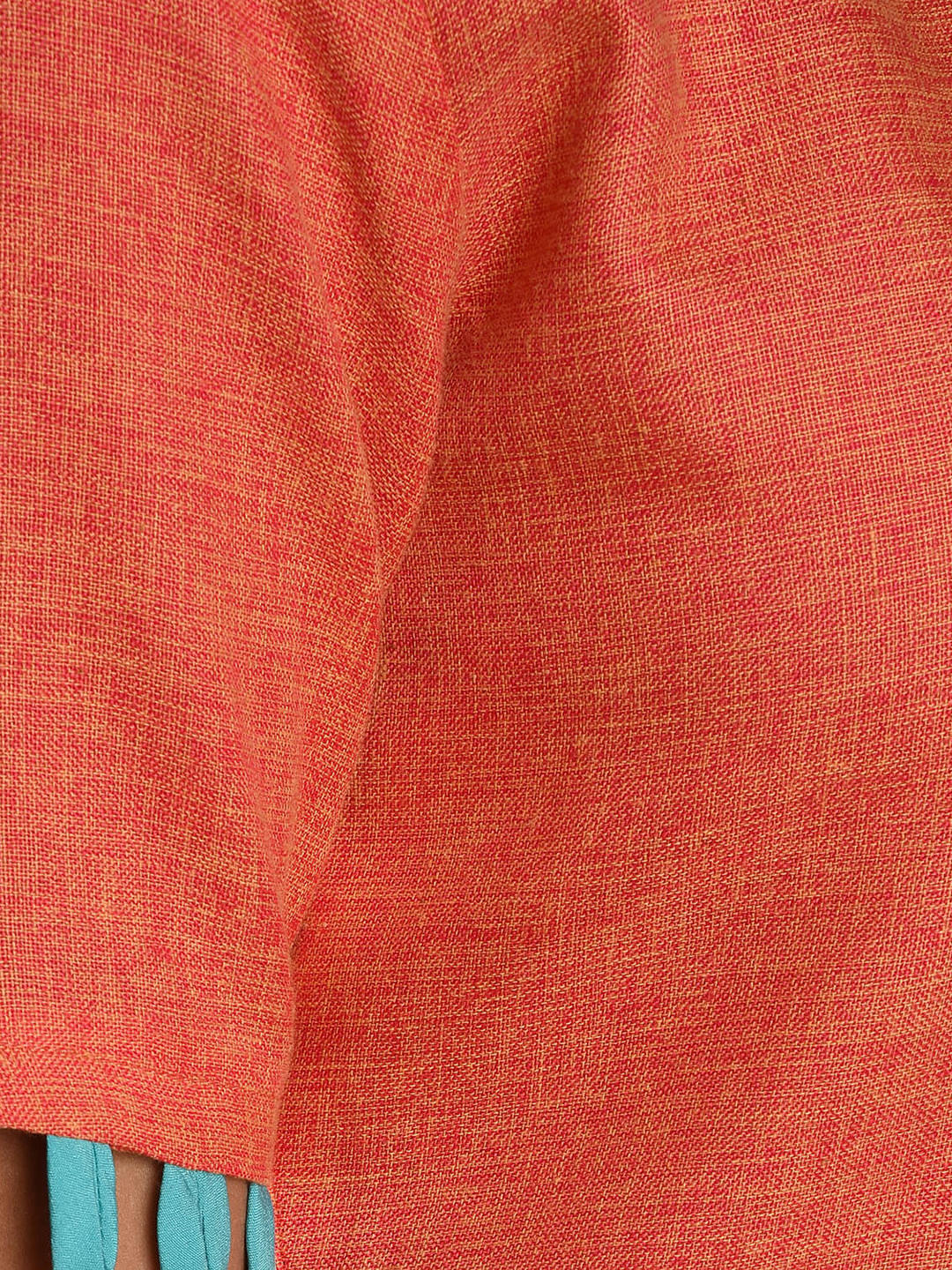 Two tone Cotton Straight Kurta with loop detail