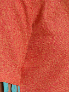 Two tone Cotton Straight Kurta with loop detail