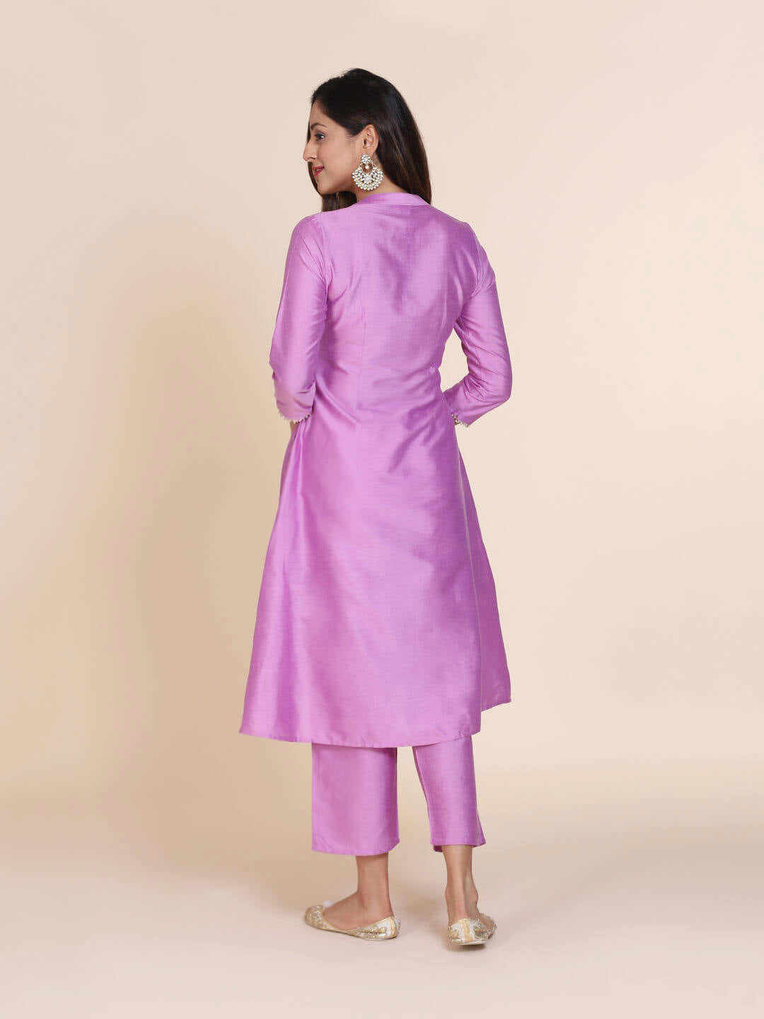 Abhishti cotton silk A-line kurta with hidden placket & pintucks