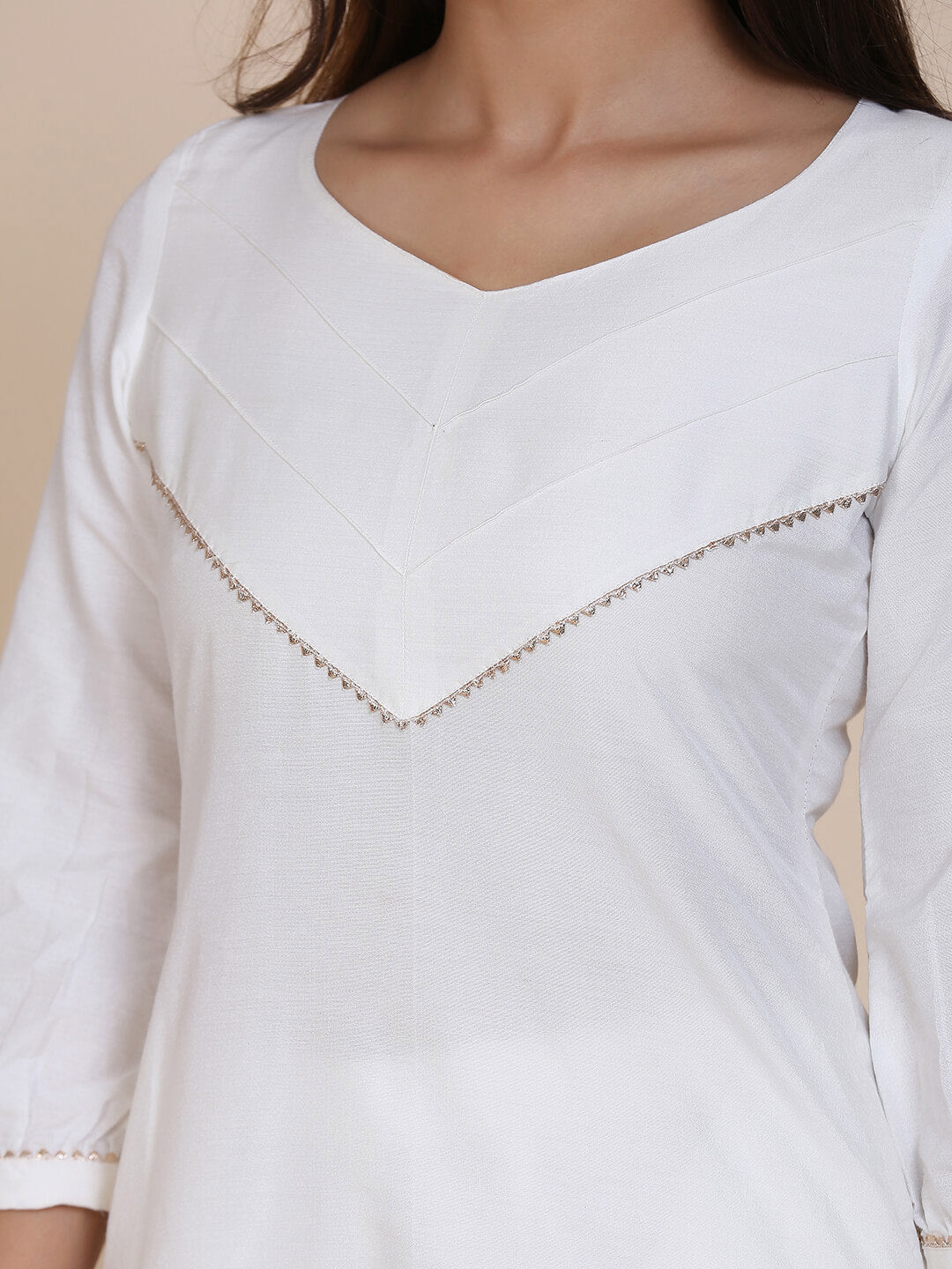 Abhishti cotton silk kurta with pintucked yoke & gathered sleeves