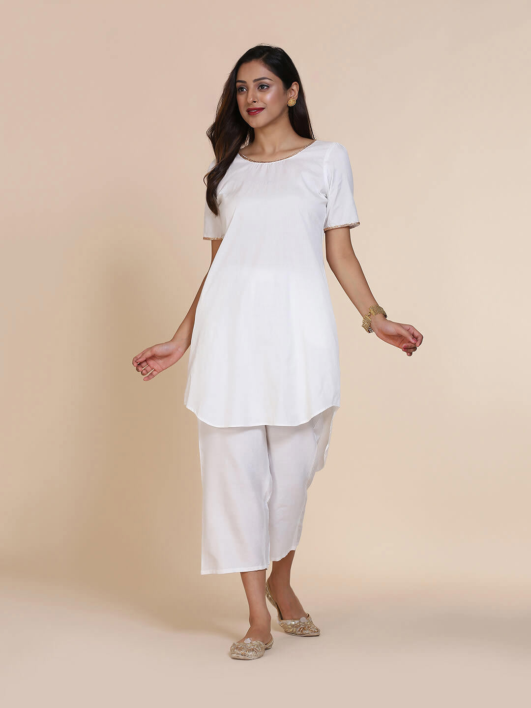Abhishti cotton silk high-low kurta with back key hole detail